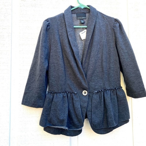 NEW with Tags Cynthia Rowley Jacket Blazer Dark Grey Sz Large Minimalist Staple - Picture 2 of 6